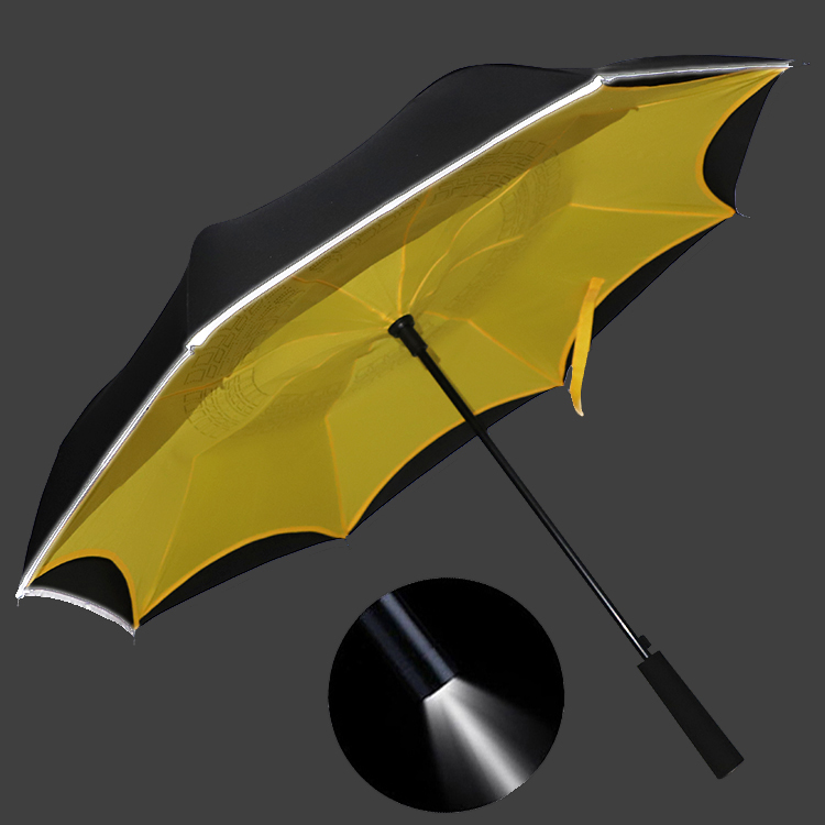 Manual Open and Auto Close Straight Reverse Umbrella with LED Handle TYS-R023